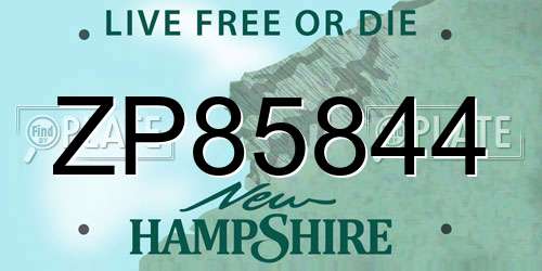 ZP85844 New Hampshire License Plate