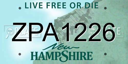 ZPA1226 New Hampshire License Plate