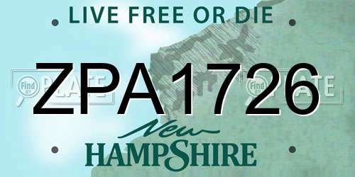 ZPA1726 New Hampshire License Plate