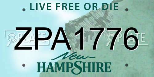 ZPA1776 New Hampshire License Plate