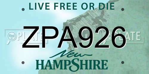 ZPA926 New Hampshire License Plate