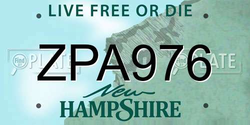 ZPA976 New Hampshire License Plate