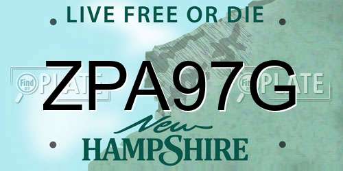 ZPA97G New Hampshire License Plate