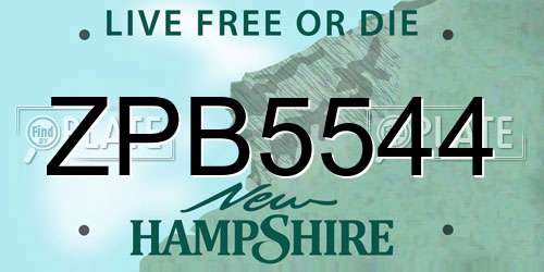 ZPB5544 New Hampshire License Plate