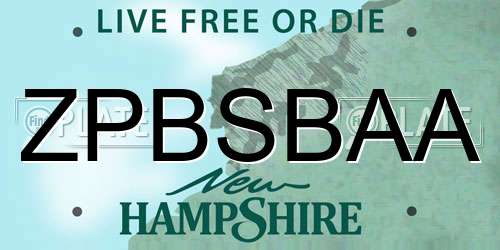 ZPBSBAA New Hampshire License Plate