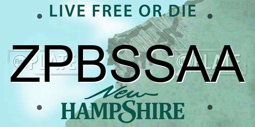 ZPBSSAA New Hampshire License Plate