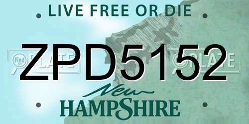 ZPD5152 New Hampshire License Plate