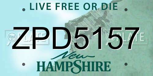 ZPD5157 New Hampshire License Plate