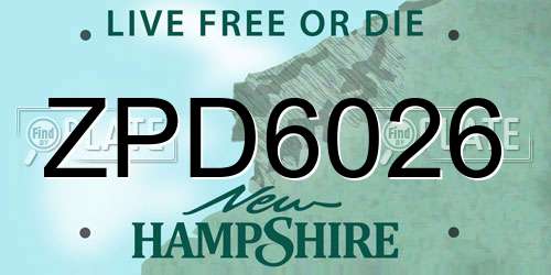ZPD6026 New Hampshire License Plate
