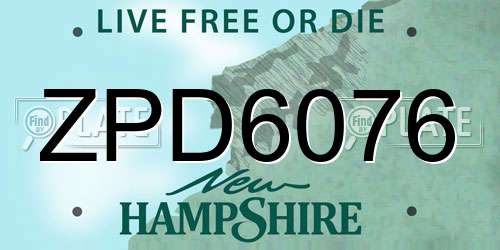ZPD6076 New Hampshire License Plate