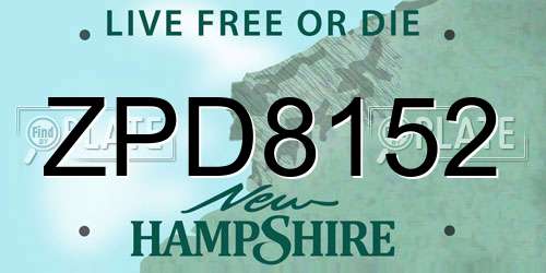ZPD8152 New Hampshire License Plate
