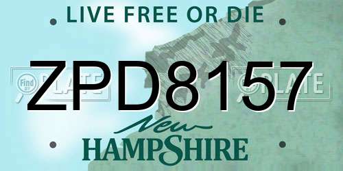 ZPD8157 New Hampshire License Plate