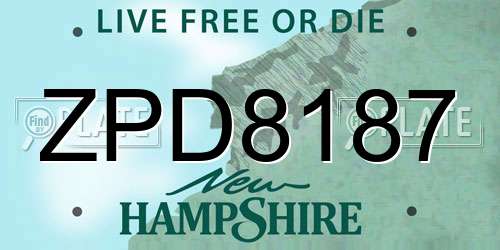 ZPD8187 New Hampshire License Plate