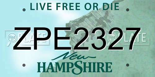 ZPE2327 New Hampshire License Plate