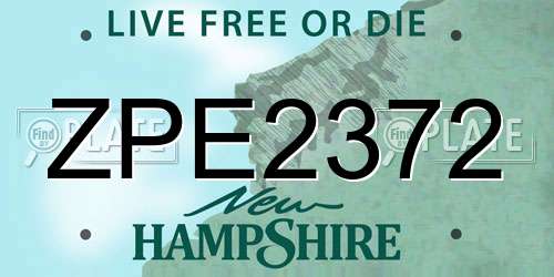 ZPE2372 New Hampshire License Plate