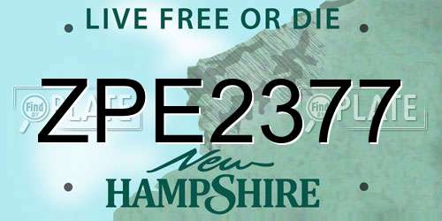 ZPE2377 New Hampshire License Plate