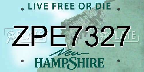 ZPE7327 New Hampshire License Plate