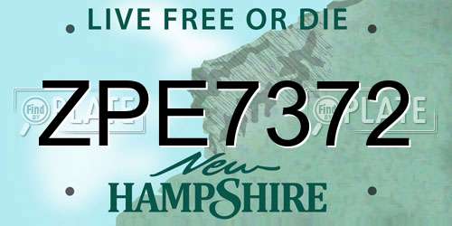 ZPE7372 New Hampshire License Plate