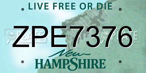 ZPE7376 New Hampshire License Plate