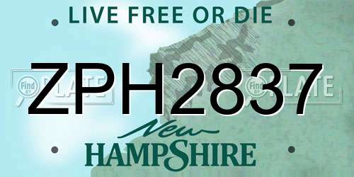 ZPH2837 New Hampshire License Plate