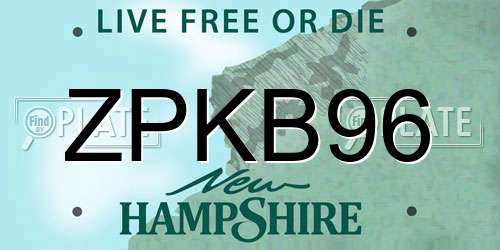 ZPKB96 New Hampshire License Plate