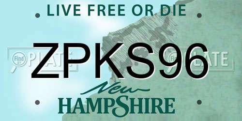 ZPKS96 New Hampshire License Plate