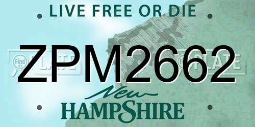 ZPM2662 New Hampshire License Plate
