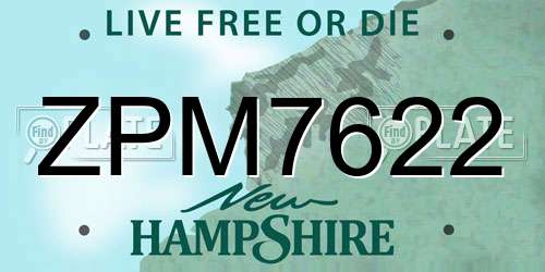 ZPM7622 New Hampshire License Plate