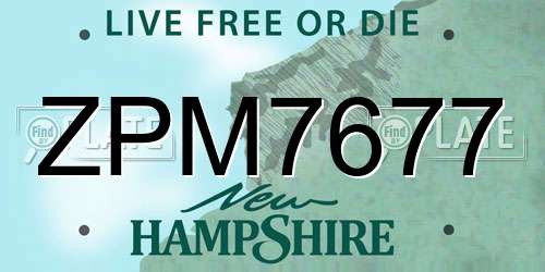 ZPM7677 New Hampshire License Plate