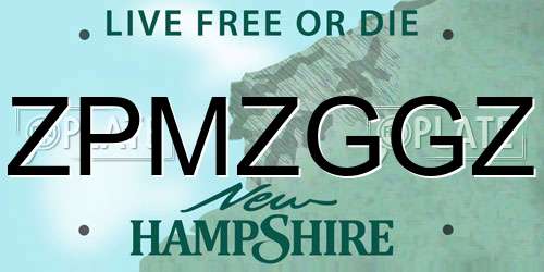 ZPMZGGZ New Hampshire License Plate