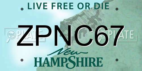 ZPNC67 New Hampshire License Plate