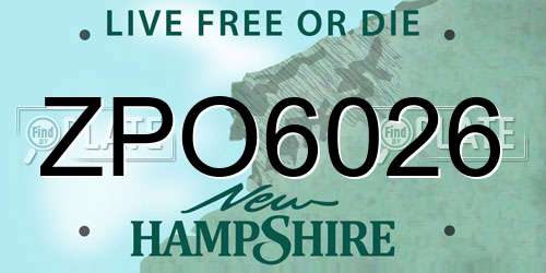 ZPO6026 New Hampshire License Plate