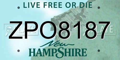 ZPO8187 New Hampshire License Plate