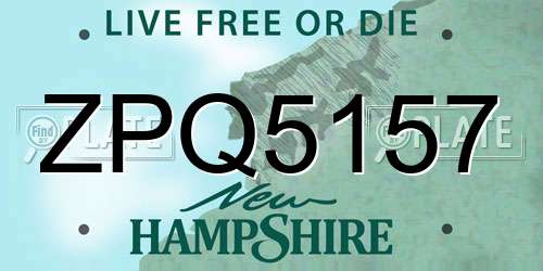 ZPQ5157 New Hampshire License Plate