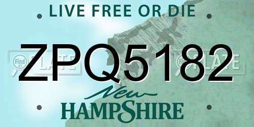 ZPQ5182 New Hampshire License Plate