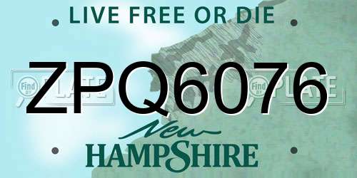 ZPQ6076 New Hampshire License Plate