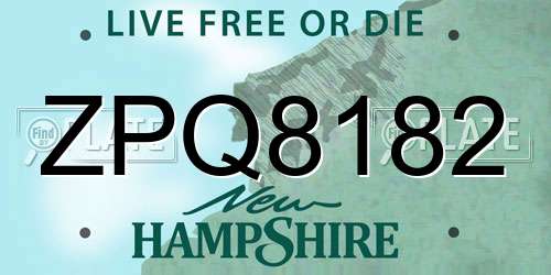 ZPQ8182 New Hampshire License Plate