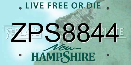 ZPS8844 New Hampshire License Plate