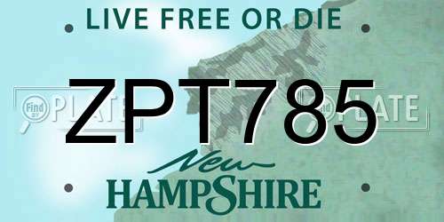 ZPT785 New Hampshire License Plate
