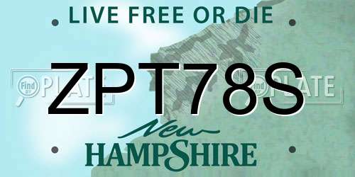 ZPT78S New Hampshire License Plate