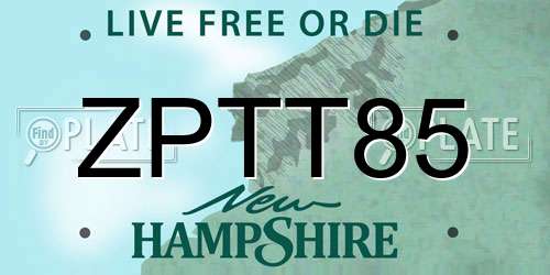 ZPTT85 New Hampshire License Plate