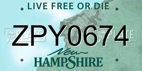 ZPY0674 New Hampshire License Plate