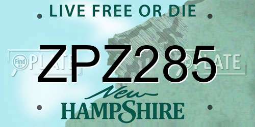 ZPZ285 New Hampshire License Plate