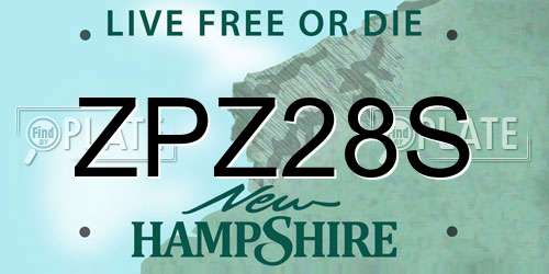 ZPZ28S New Hampshire License Plate