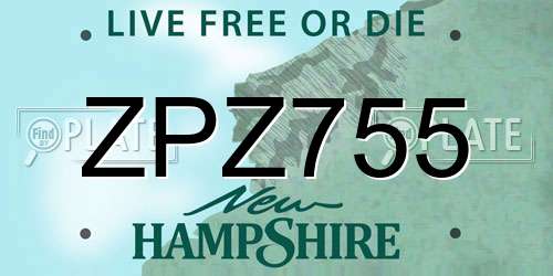 ZPZ755 New Hampshire License Plate