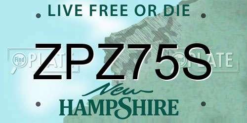 ZPZ75S New Hampshire License Plate