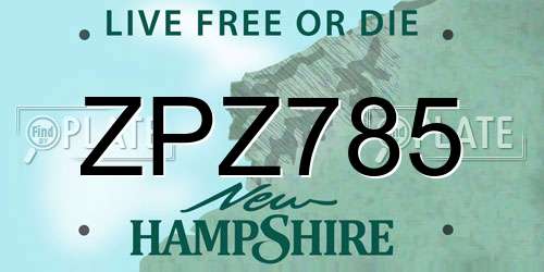 ZPZ785 New Hampshire License Plate