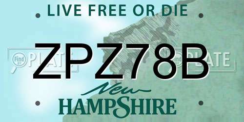 ZPZ78B New Hampshire License Plate