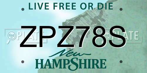 ZPZ78S New Hampshire License Plate