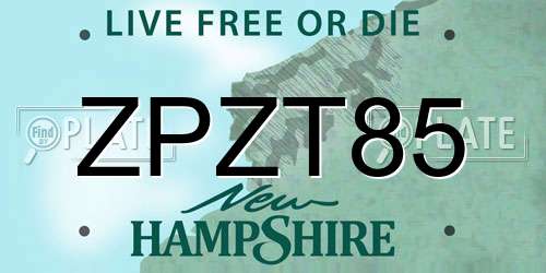 ZPZT85 New Hampshire License Plate